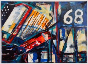 Pintura de estilo expresionista abstracto de acordeones