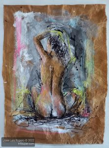 Pintura de una mujer desnuda sobre papel
