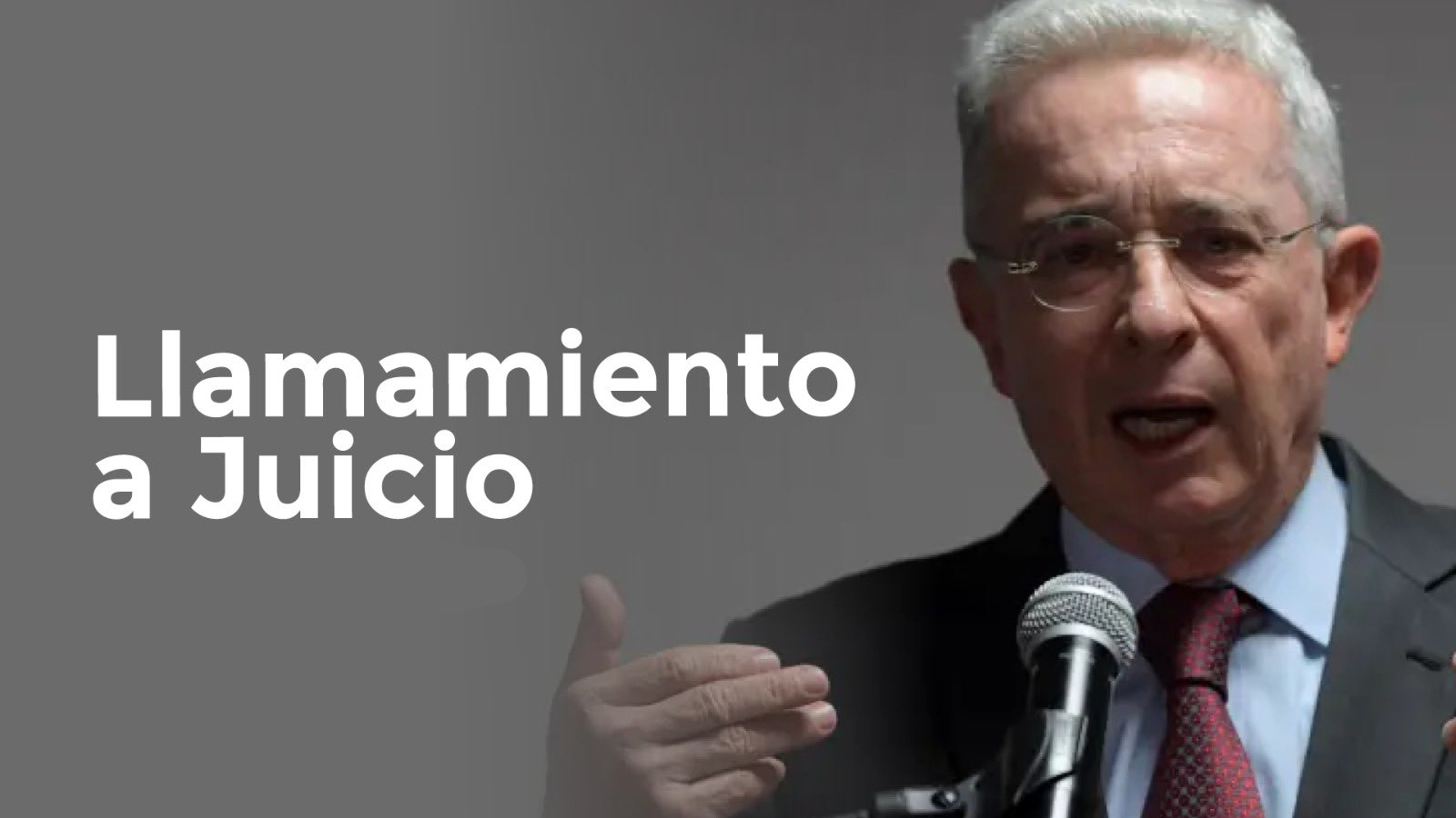 Composición del político Álvaro Uribe con las palabras llamamiento a juicio.