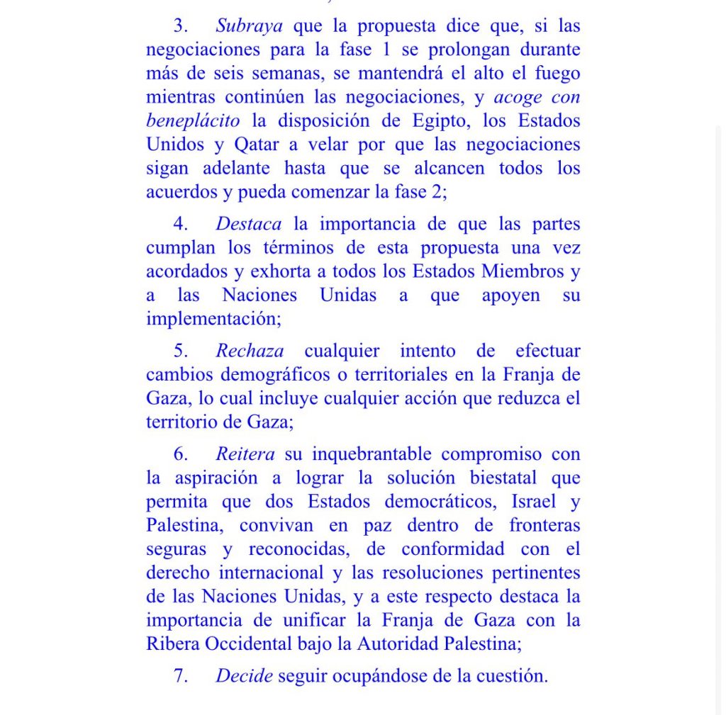 Texto de una resolución del Consejo de Seguridad de las Naciones Unidas