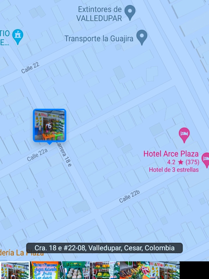 Ubicación de una venta de frutas en la ciudad de Valledupar