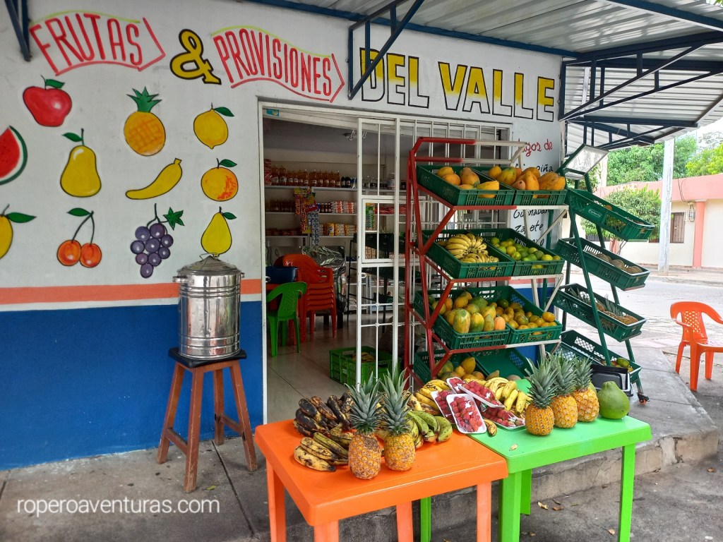 Venta de frutas tropicales en un sector residencial.