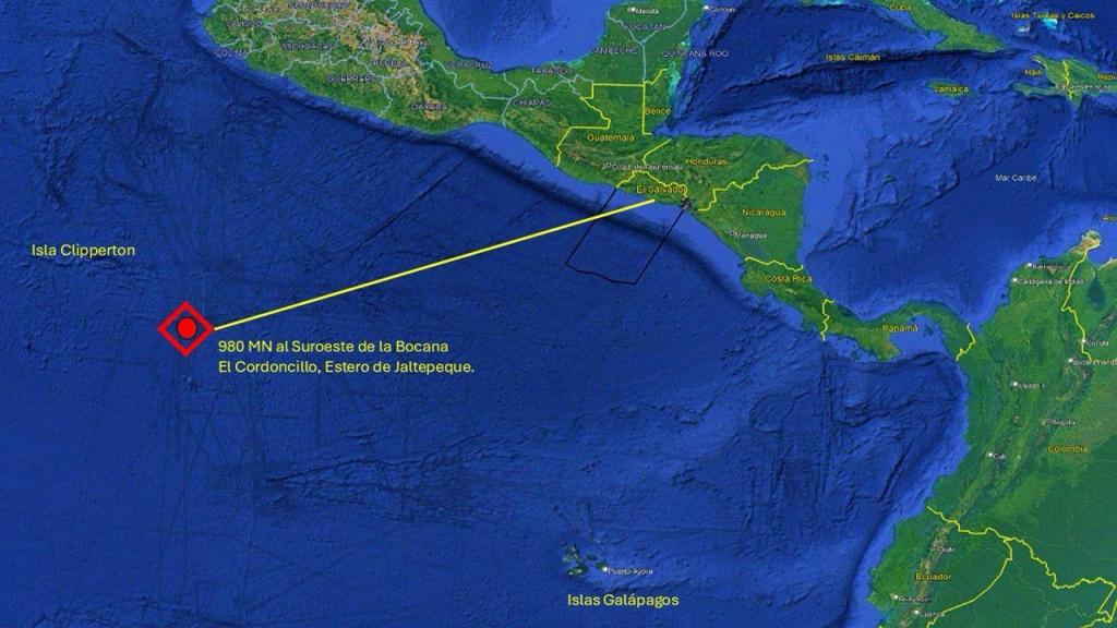 Mapa de operaciones contra el narcotráfico en el océano Pacífico centroamericano.